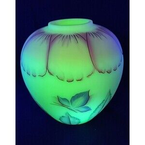 Fenton Burmese Ginger Jar W/O Lid Leaves Butterflies  Ladybug 1428/2750...